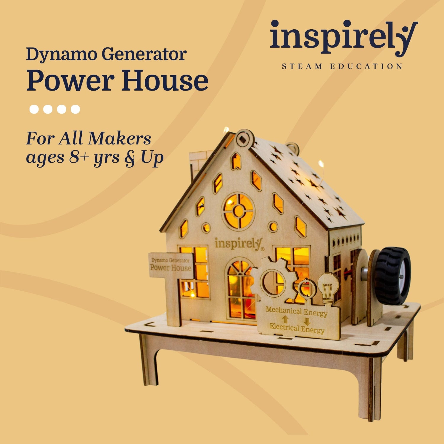 Dynamo Generator Power House | Inspirely 3D Wooden STEM Kit