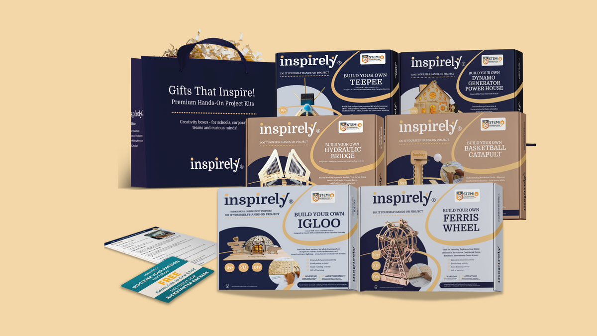 Inspirely wooden STEM kit boxes and packaging range