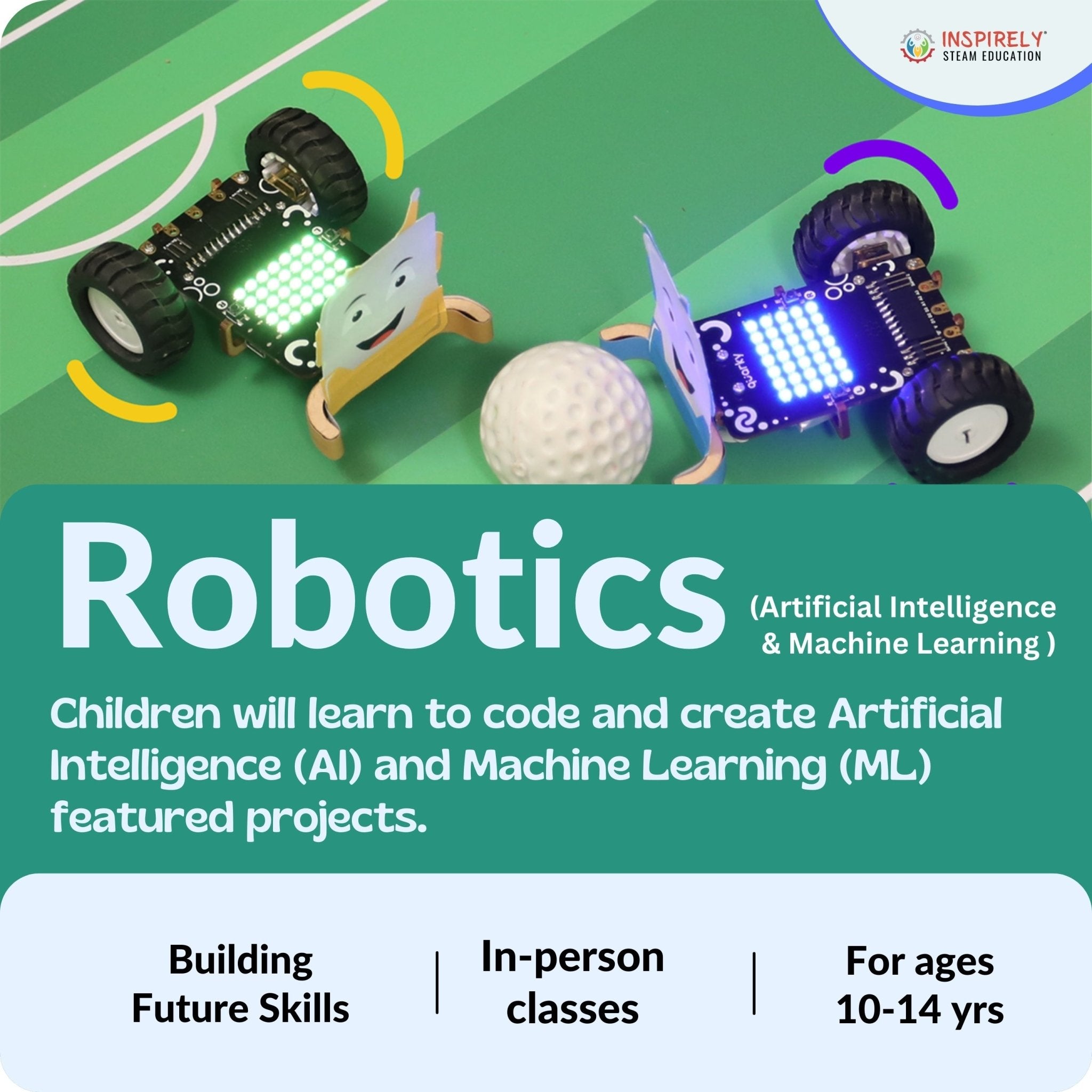 INSPIRELY | STEAM Education Artificial Intelligence Machine Learning robotics classes workshop classes at Brampton Triveni Mandir and Community Center Children programs workshops camps classes Artificial Intelligence & Machine Learning (robotics) after-school children Ages 11 to 14 years boy girl kid teen STEM STEAM Education teens kids Caledon Mississauga Georgetown top featured best institute 2023 near me