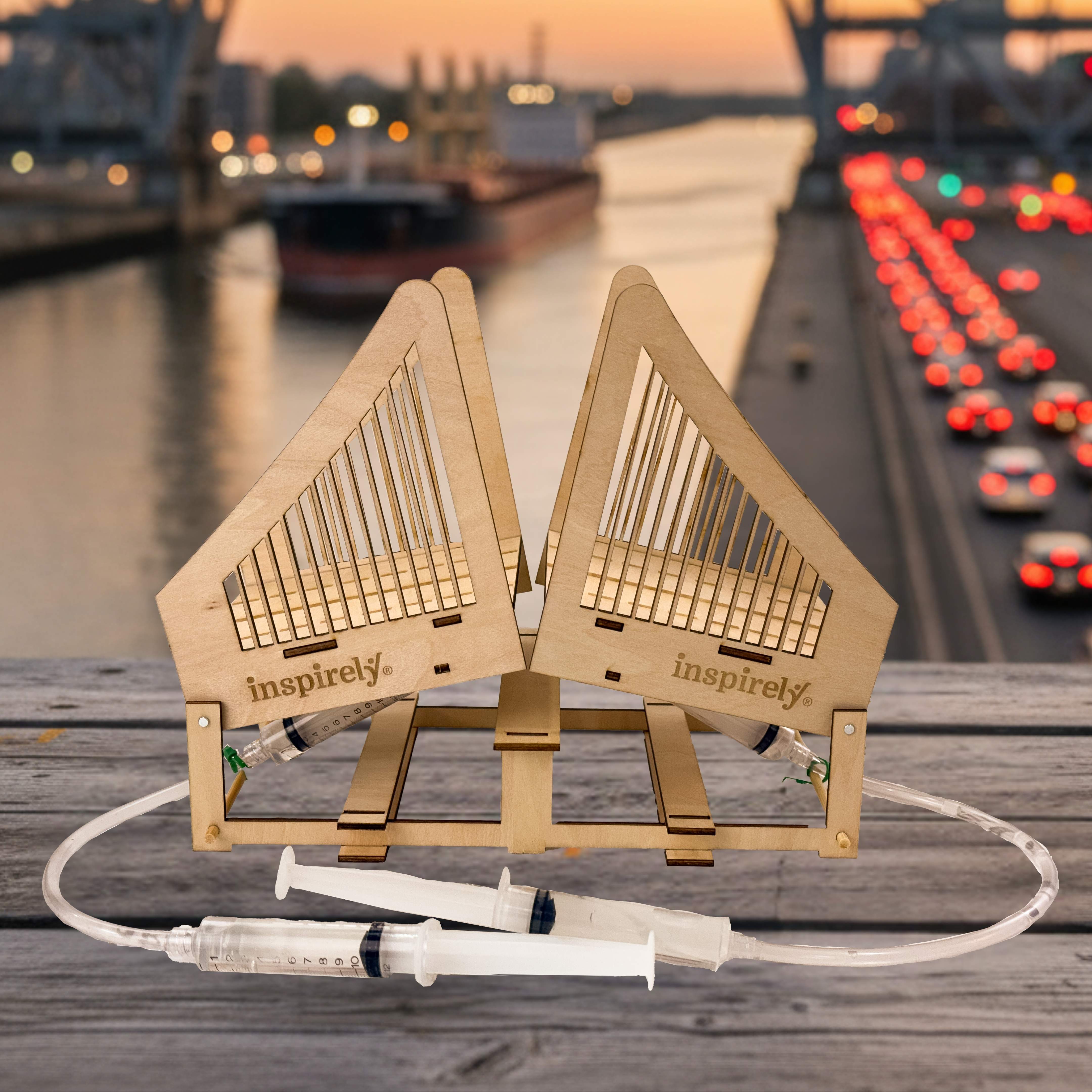 Inspirely Hydraulic Bridge 3D Wooden Puzzle