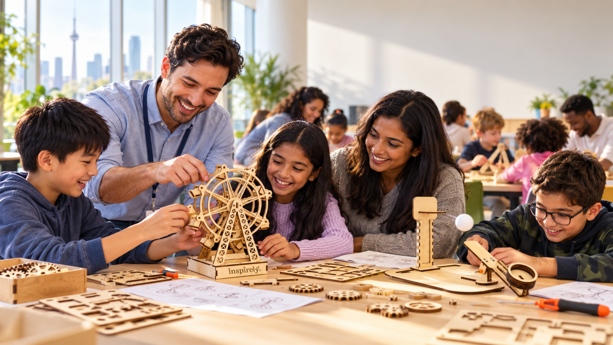 Inspirely Families building an Inspirely STEM project together