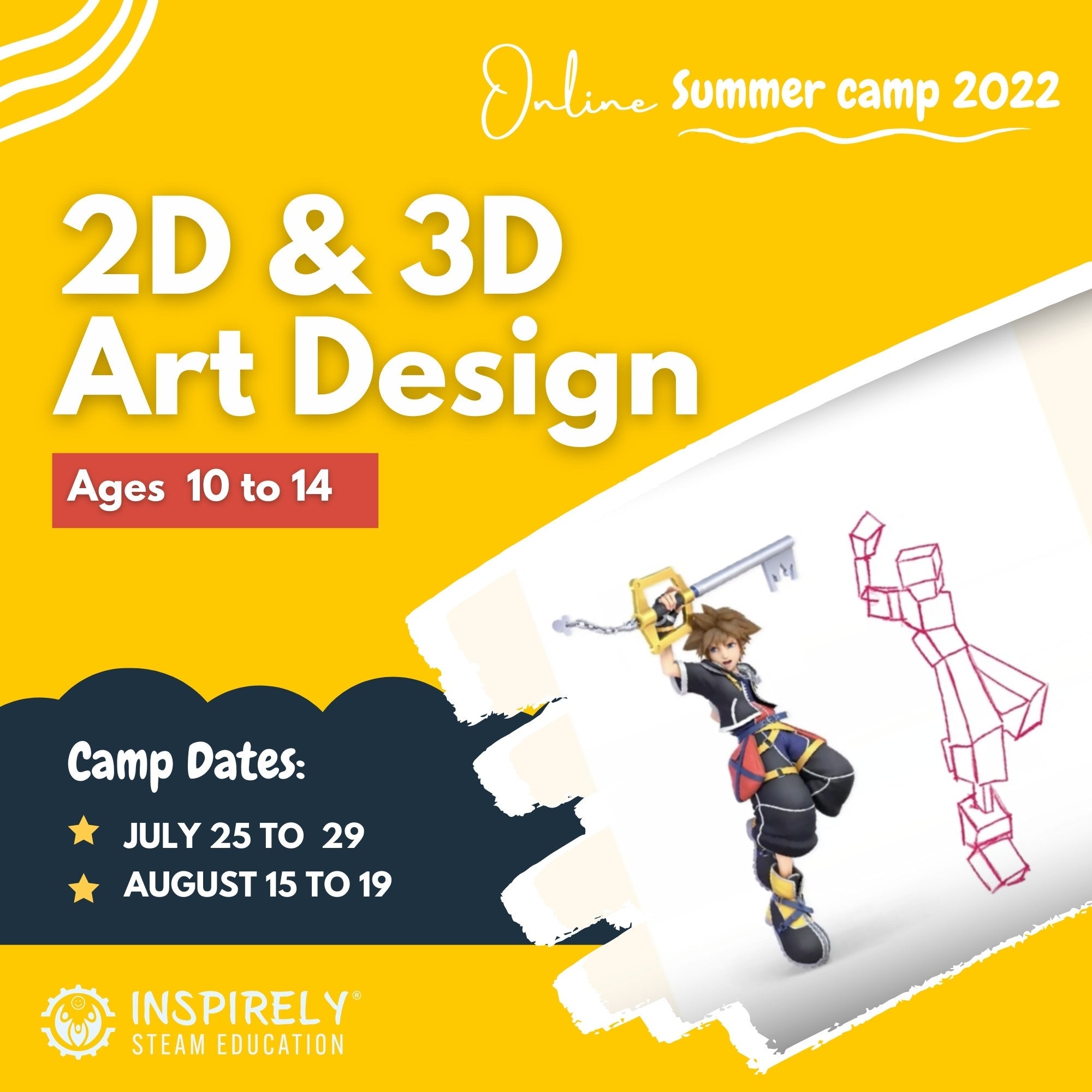 2D & 3D Art design | Online Summer Camp 2022 | Children ages 10 to 14 years - Inspirely Education
