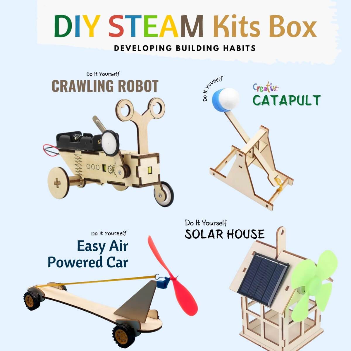 4 DIY STEAM Kits | Hands-On Activity Box | Age 8-99 Years - Inspirely Education Inc