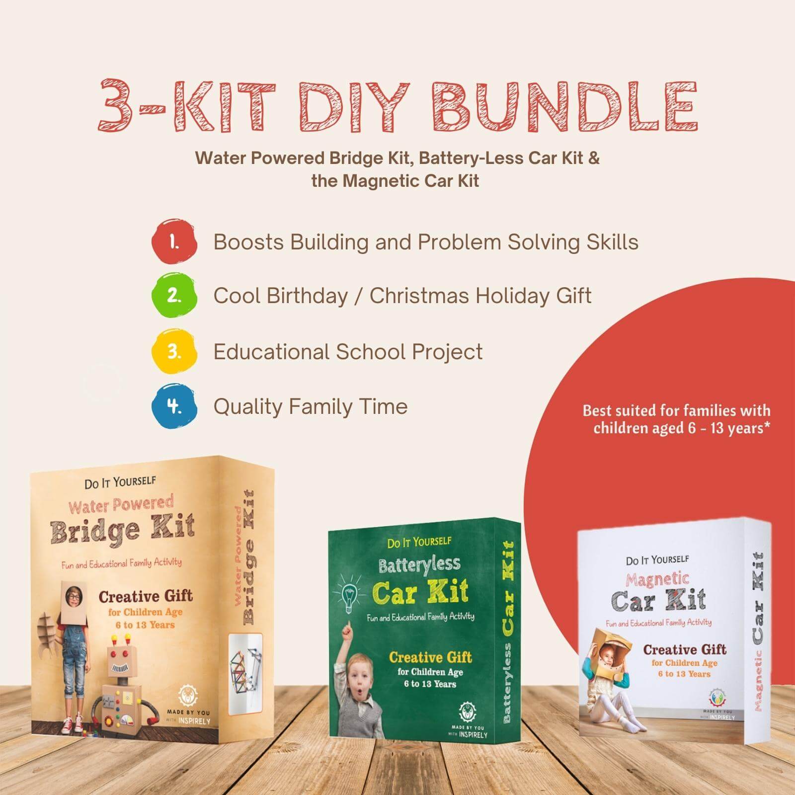 DIY STEAM Activity Box | Limited Edition Holiday Gift Bundle | 3 Kits | For families with children age 6 to 13 Years - Inspirely Education Inc