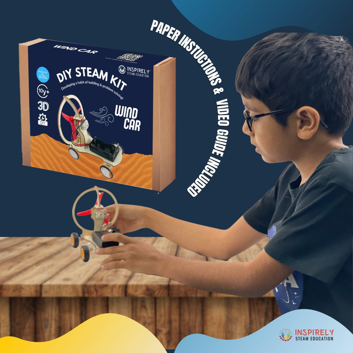 DIY Wind Car - STEM / STEAM / Excellent Science Kit | Holiday Christmas Corporate Gift for family | Ages 6-99 years - Inspirely | STEAM Education