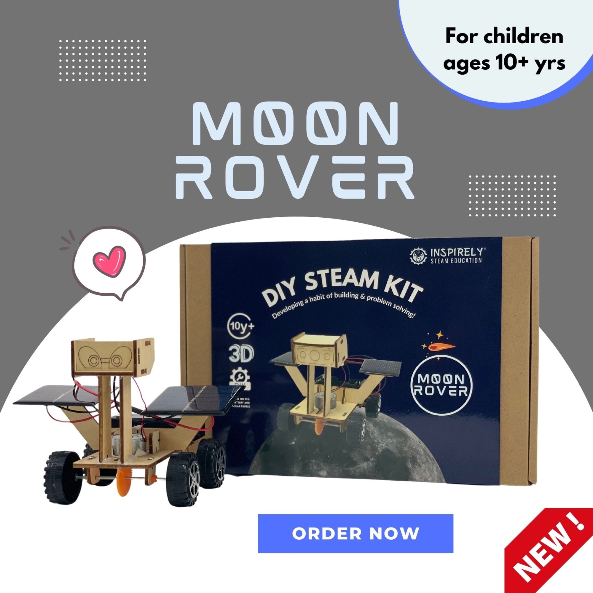 DIY Moon Rover - STEM / STEAM / Excellent Science Kit | Holiday Christmas Corporate Gift for family | Ages 6-99 years - Inspirely | STEAM Education Do It Yourself engineering science school project STEM STEAM Kits activity box Building Art Kit Craft workshop Kid boy girl wooden math subscription educational toy top best parent choice engineering science robotics 2022 parent choice educational learning cool wow best   corporate holiday birthday Christmas gift for employees with family growth