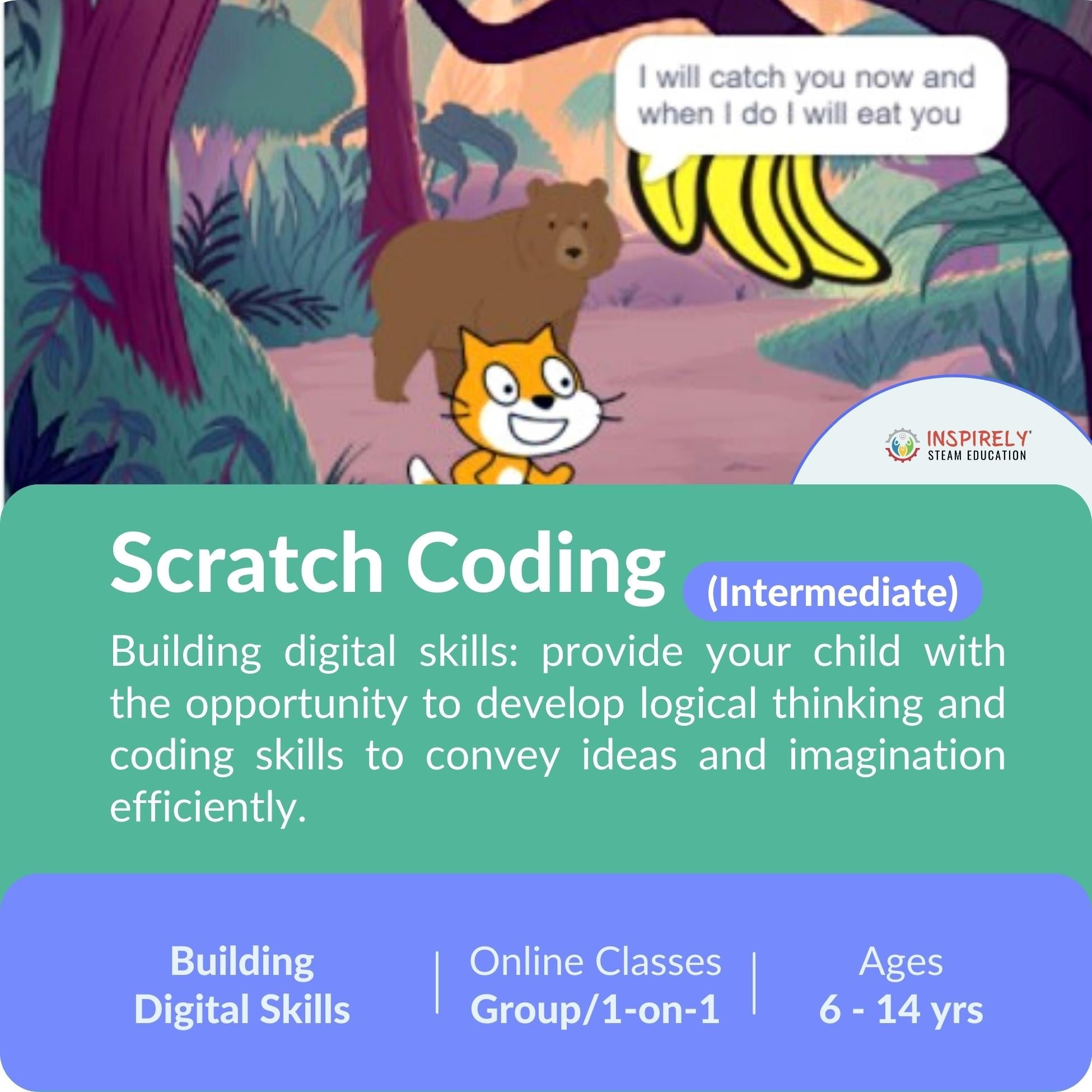 INSPIRELY Scratch coding classes for kids Intermediate level coding for children Online coding classes for kids Canadian and US-based coding classes Scratch programming for children Kids coding courses Coding education for children Children's coding lessons online Scratch coding lessons for kids Children's coding classes Learn to code with Scratch Online coding courses for kids Children's coding classes in Canada & USA Scratch programming courses for children Canadian and US-based kids coding classes