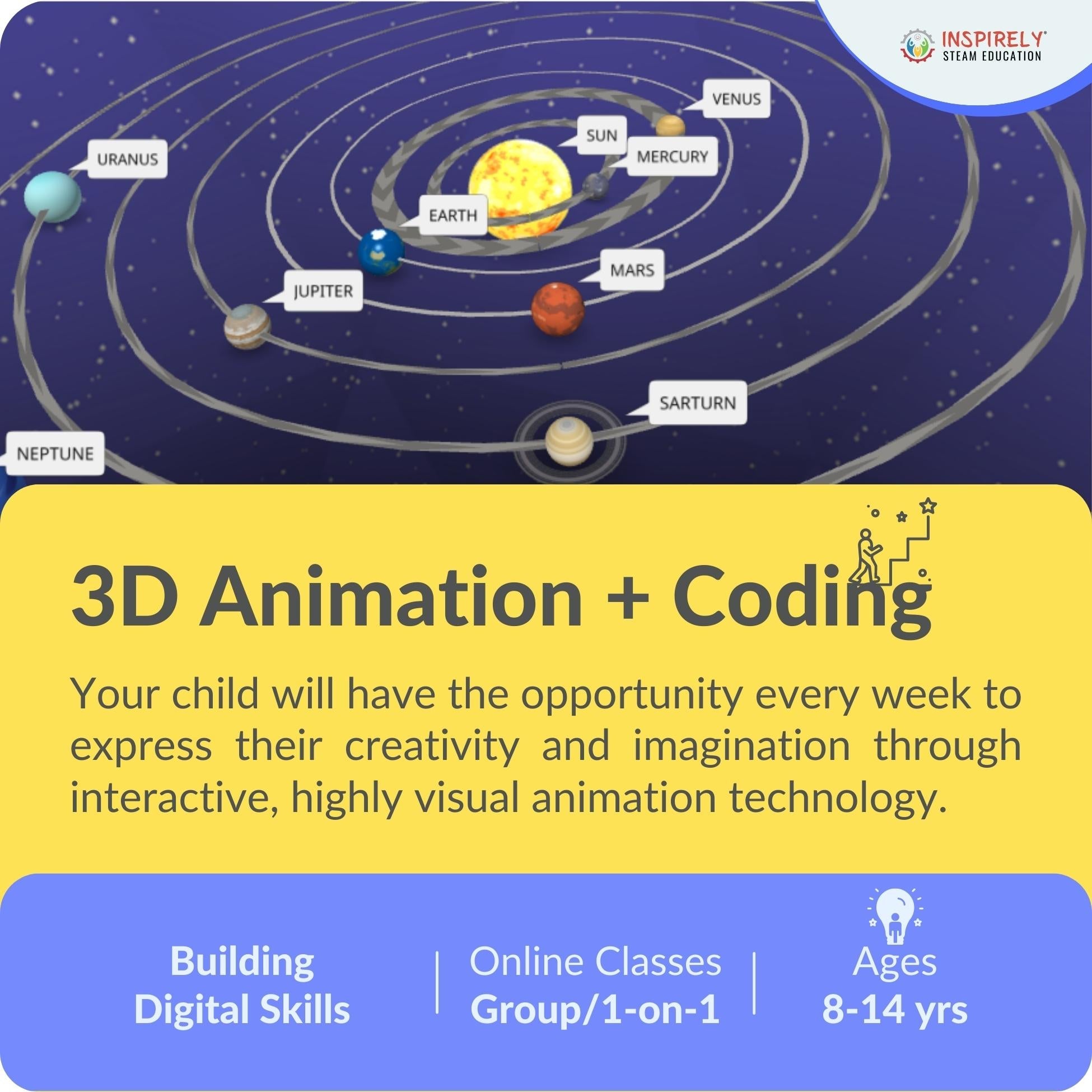 INSPIRELY Canada & USA 3D Animation with coding tutoring Online classes for kids Children ages 8-14 years Live Canadian educators INSPIRELY | STEAM education Fun and interactive classes Imagination come to life Basic coding skills Experienced instructors Creative learning experience Targeted towards parents & schools brampton, Mississauga georgetown orangeville caledon cambridge ontario kitchener waterloo  Edit alt text