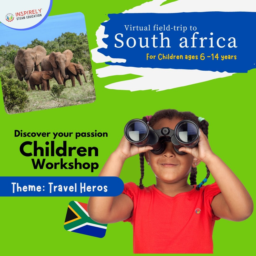 Virtual field-trip to South Africa with INSPIRELY | STEAM Education children kids teen regional choice program science learning pod club future event teens Ottawa kingston london guelph grimsby elora puslinch milton fergus activities for family things to do fun best top family day 2023 FREE near me scitech IBT St. Catherine Science Club education  Edit alt text