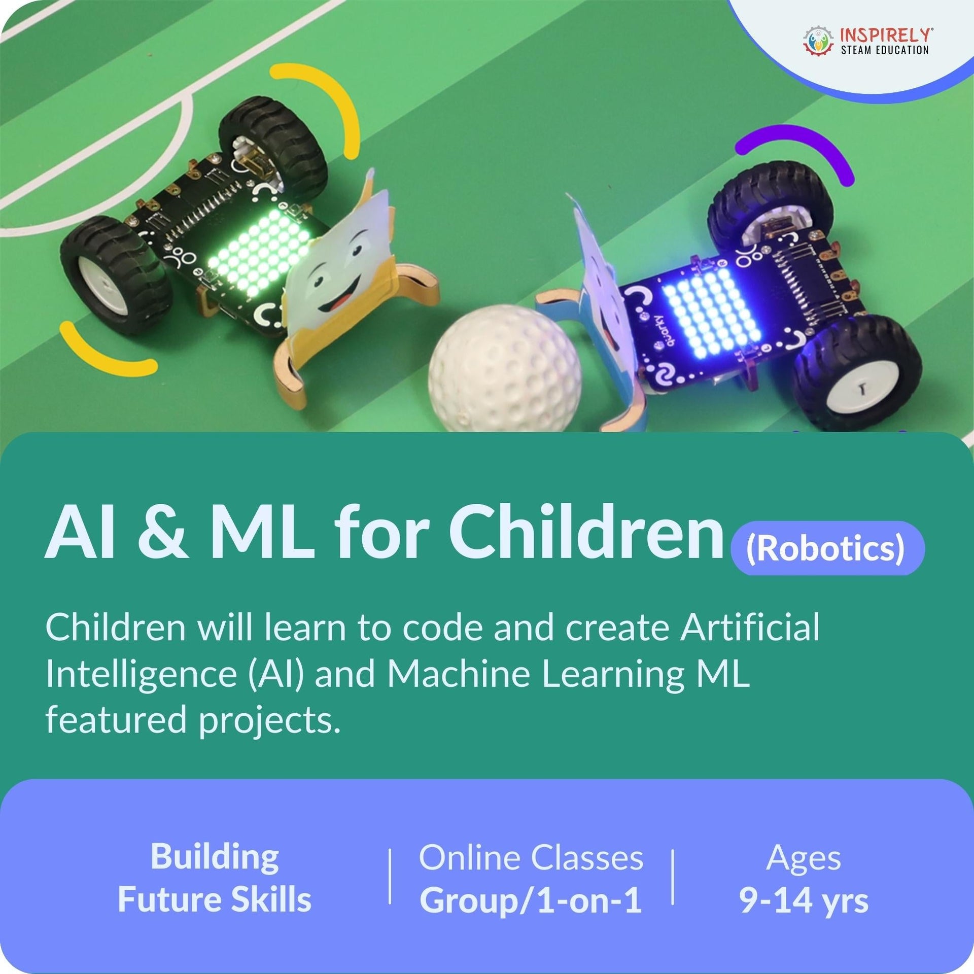 AI ML Robotics For children ages 9-14 Yrs Weekly Classes